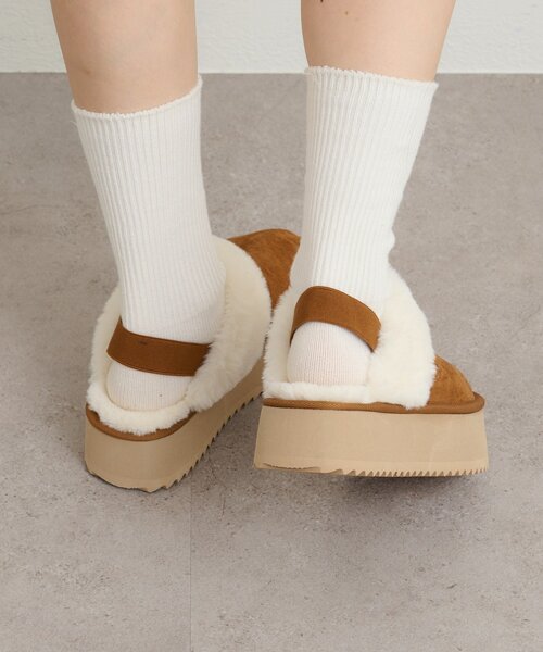 w closet（ダブルクローゼット）の「ファー厚底サンダル（ブーツ・レディース・アイボリー/ピンク/ベージュ・MEDIUM/LARGE）」の6枚目の写真