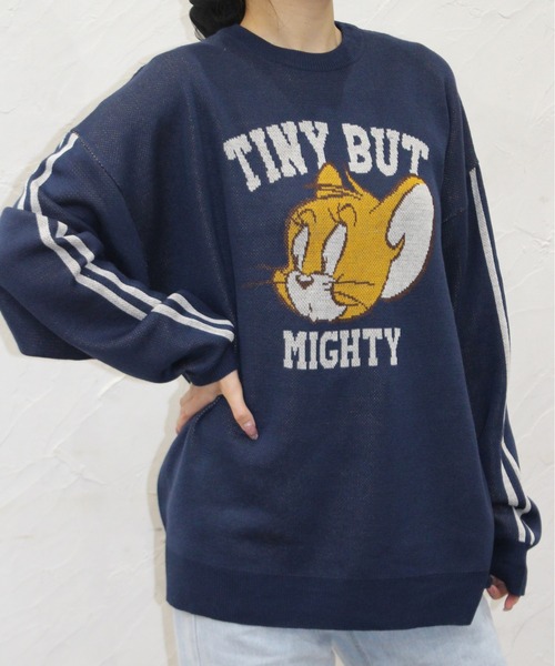 Tom&Jerry(トムアンドジェリー)の「【TOM & JERRY/トムとジェリー】ジャガードクルーネックニット(ニット/セーター・レディース・グレー/ネイビー/オレンジ/グリーン・MEDIUM/LARGE)」の4枚目の写真