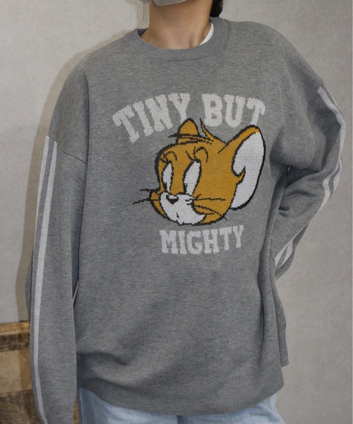 Tom&Jerry(トムアンドジェリー)の「【TOM & JERRY/トムとジェリー】ジャガードクルーネックニット(ニット/セーター・レディース・グレー/ネイビー/オレンジ/グリーン・MEDIUM/LARGE)」の3枚目の写真