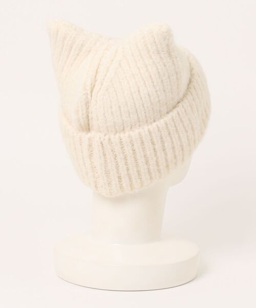 セール】リボン付き 猫耳 モヘア ニット ワッチ（ニットキャップ