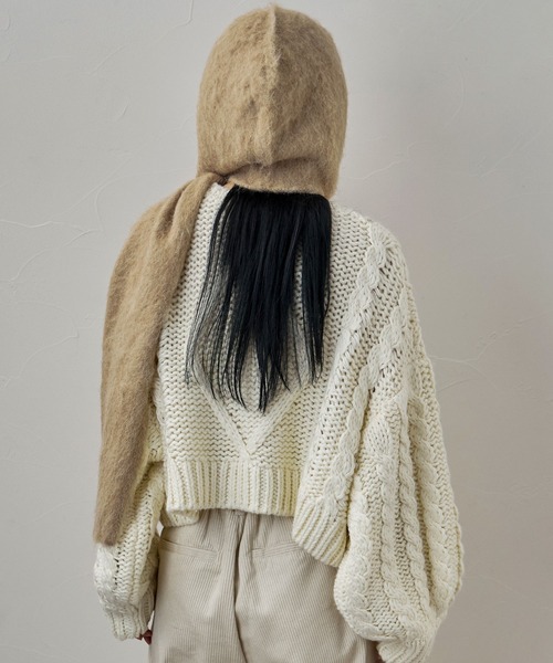 etoll.（エトル）の「モヘアタッチフードマフラー（マフラー・レディース・ベージュ/レッド/ブルー/チャコールグレー・M）」の22枚目の写真