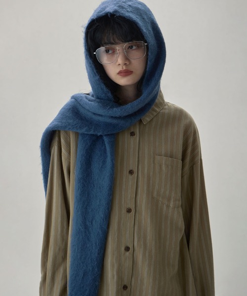 etoll.（エトル）の「モヘアタッチフードマフラー（マフラー・レディース・ベージュ/レッド/ブルー/チャコールグレー・M）」の15枚目の写真