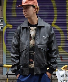 ブランド古着】Leather Anorak アノラックレザージャケット フーディ