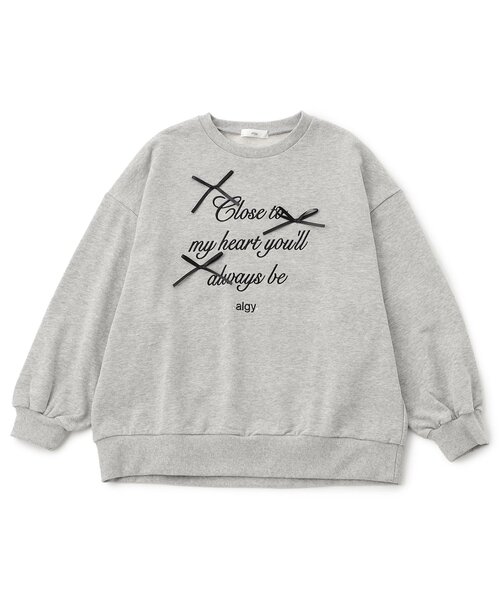 algy（アルジー）の「りぼんロゴBIGトレーナー（スウェット・キッズ・ピンク/グレー/オフホワイト・XX-SMALL/X-SMALL/SMALL/MEDIUM）」の3枚目の写真