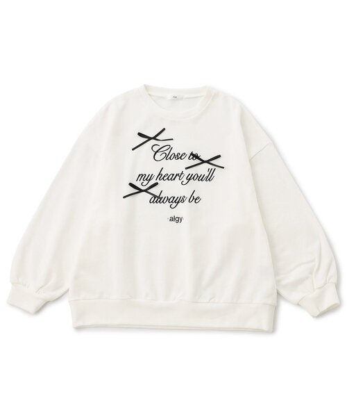 algy（アルジー）の「りぼんロゴBIGトレーナー（スウェット・キッズ・ピンク/グレー/オフホワイト・XX-SMALL/X-SMALL/SMALL/MEDIUM）」の2枚目の写真