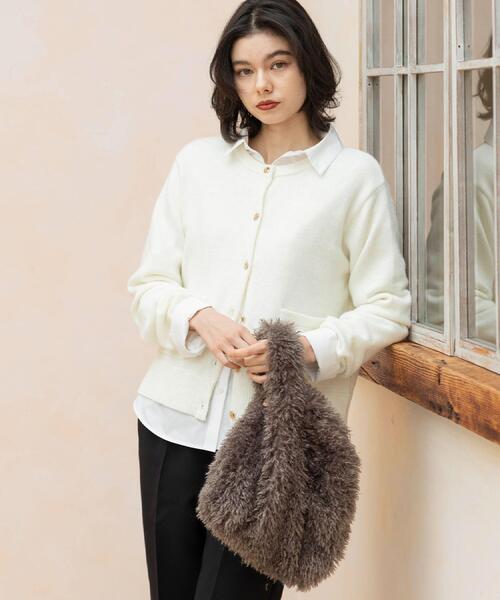 OPAQUE.CLIP（オペークドットクリップ）の「ラム風フェイクファーハンドバッグ（ハンドバッグ・レディース・ブラック/ブラウン系/オフホワイト・00）」の7枚目の写真