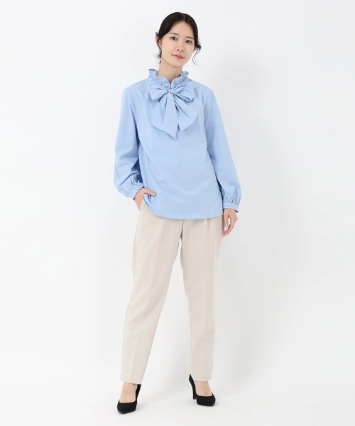 STRAWBERRY-FIELDS(ストロベリーフィールズ)の「ミルキータフタ_フリルカラーボウタイブラウス(シャツ/ブラウス・レディース・キナリ/ブラック・2)」の11枚目の写真