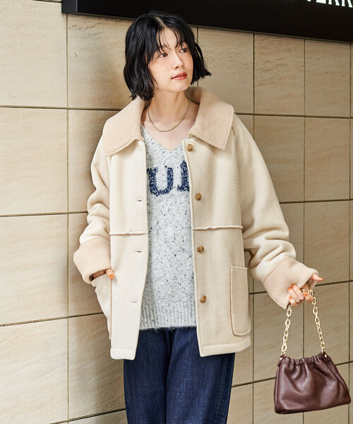 ステンカラー コーデュロイ 裏ボアジャケット 限定展開（ブルゾン