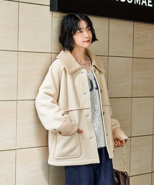 ステンカラー コーデュロイ 裏ボアジャケット 限定展開（ブルゾン