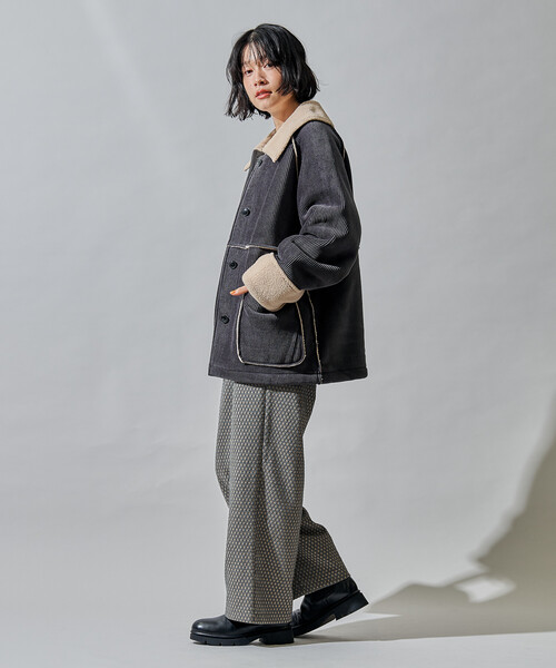 セール】限定展開 ステンカラー コーデュロイ 裏ボアジャケット