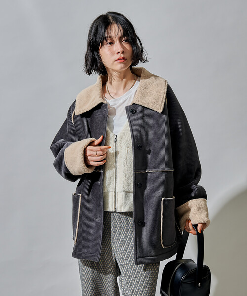 ステンカラー コーデュロイ 裏ボアジャケット 限定展開（ブルゾン