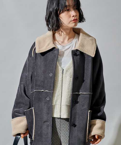 ステンカラー コーデュロイ 裏ボアジャケット 限定展開（ブルゾン