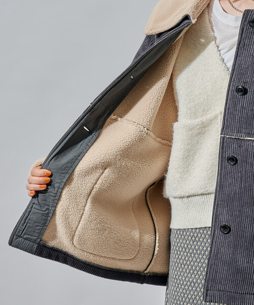 ステンカラー コーデュロイ 裏ボアジャケット 限定展開（ブルゾン