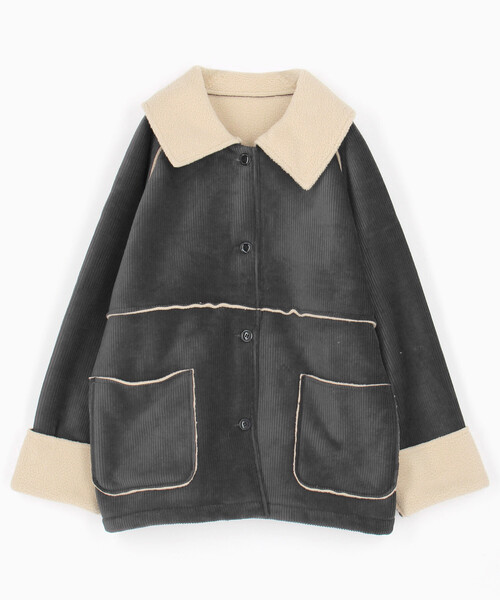 希少 美品✨ ニードルス バンデッドカラーコート ボア コーデュロイ ブラック SHIPS Colors（シップスカラーズ） コート アウター SHIPS Colors