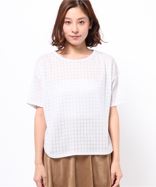 OUTLET（アウトレット）の「【Discoat Petit】布帛切替袖リボンP/O（Tシャツ/カットソー・レディース・グレー/オフホワイト・LARGE/MEDIUM）」の5枚目の写真