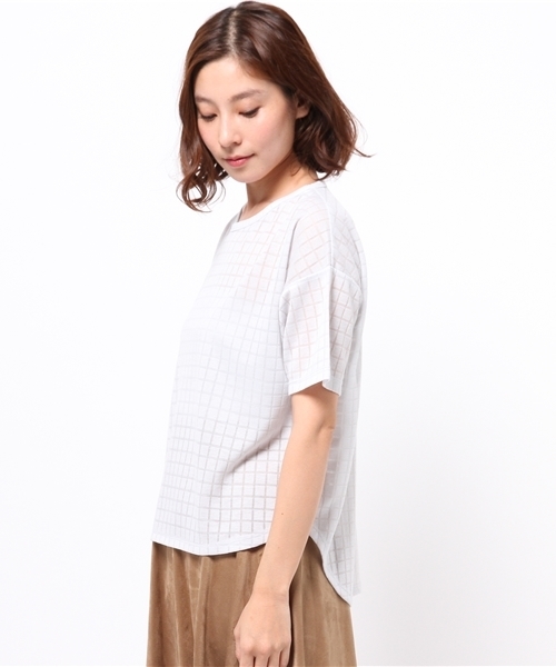 OUTLET（アウトレット）の「【Discoat Petit】布帛切替袖リボンP/O（Tシャツ/カットソー・レディース・グレー/オフホワイト・LARGE/MEDIUM）」の6枚目の写真