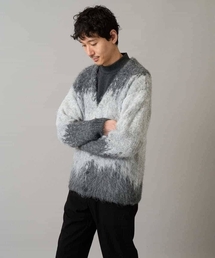 ボカシ柄起毛シャギーワイドカーディガン