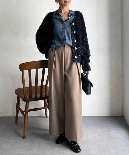 Chez toi（シェトワ）の「【静電気防止】サイドボタンタックパンツ（その他パンツ・レディース・ベージュ/ブルー/グレー/グリーン・FREE）」の10枚目の写真