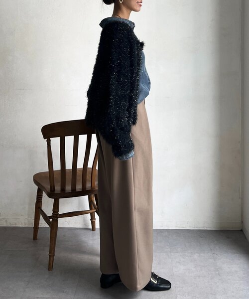 Chez toi（シェトワ）の「【静電気防止】サイドボタンタックパンツ（その他パンツ・レディース・ベージュ/ブルー/グレー/グリーン・FREE）」の13枚目の写真