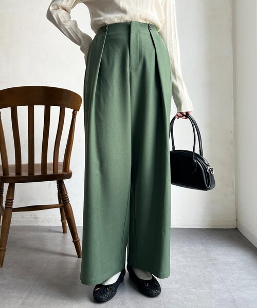 Chez toi（シェトワ）の「【静電気防止】サイドボタンタックパンツ（その他パンツ・レディース・ベージュ/ブルー/グレー/グリーン・FREE）」の16枚目の写真