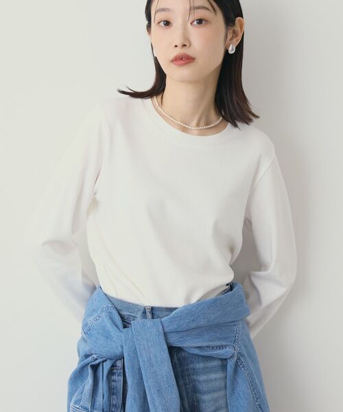 AMERICAN HOLIC（アメリカンホリック）の「クルーネックロングプルオーバー（Tシャツ/カットソー・レディース・ブラック/サックスブルー/オフホワイト/ネイビー/その他7・M/L）」の2枚目の写真