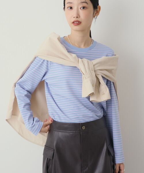 AMERICAN HOLIC（アメリカンホリック）の「クルーネックロングプルオーバー（Tシャツ/カットソー・レディース・ブラック/サックスブルー/オフホワイト/ネイビー/その他7・M/L）」の4枚目の写真