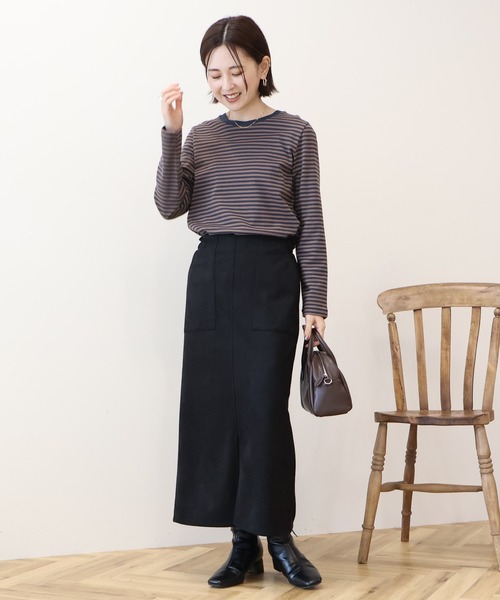 AMERICAN HOLIC（アメリカンホリック）の「クルーネックロングプルオーバー（Tシャツ/カットソー・レディース・ブラック/サックスブルー/オフホワイト/ネイビー/その他7・M/L）」の6枚目の写真