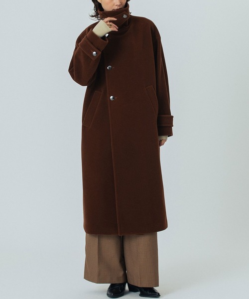 ROSE BUD（ローズバッド）の「STAND FALL COLLAR LONG COAT（その他アウター・レディース・ブラウン/チャコール・S/M）」の2枚目の写真