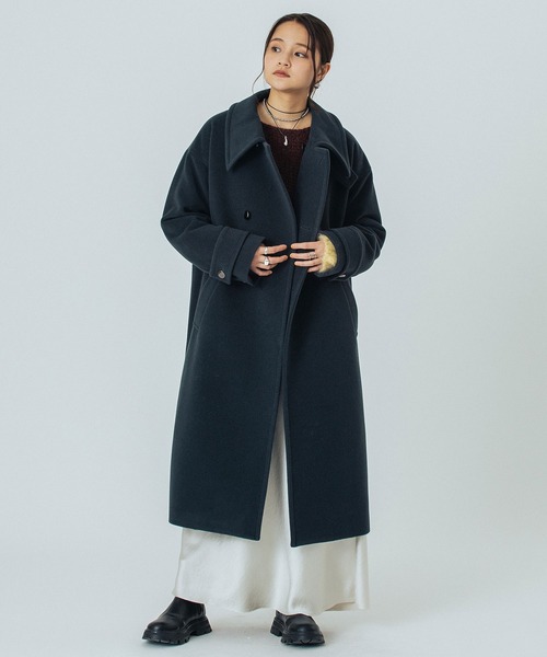 ROSE BUD（ローズバッド）の「STAND FALL COLLAR LONG COAT（その他アウター・レディース・ブラウン/チャコール・S/M）」の13枚目の写真