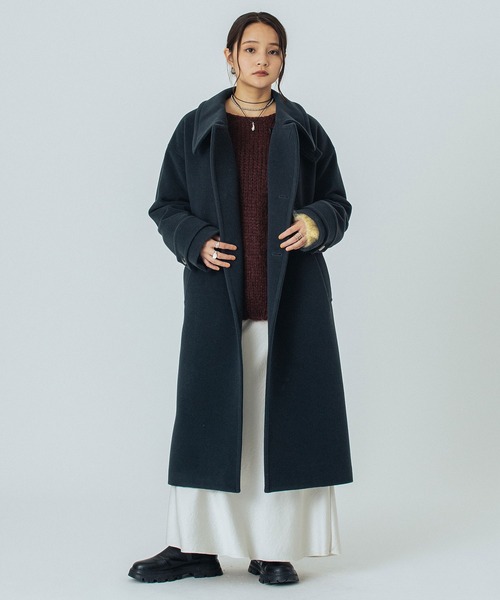 ROSE BUD（ローズバッド）の「STAND FALL COLLAR LONG COAT（その他アウター・レディース・ブラウン/チャコール・S/M）」の14枚目の写真