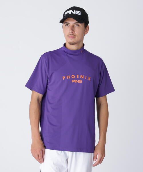 PING(ピン)の「【PING APPAREL】メッシュジャカード半袖ハイネックシャツ <PERFORMANCE> (MENS)(Tシャツ/カットソー・メンズ・ブラック/パープル/グレー/ホワイト・LL/M/L)」の4枚目の写真