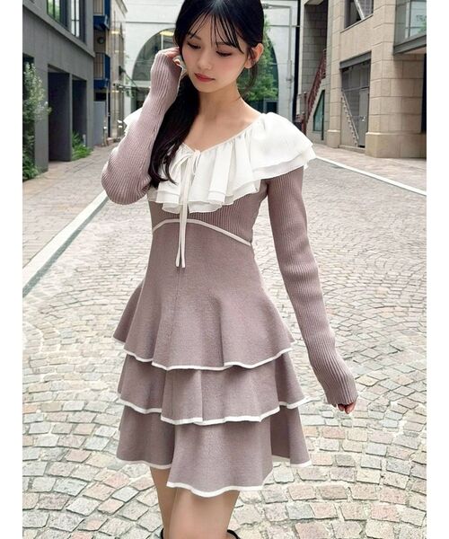 ラッフルデザインミニニットワンピース（ワンピース）｜RESEXXY