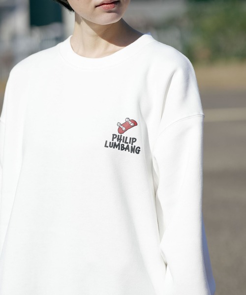 Philip Lumbang(フィリップランバン)の「【フィリップ・ランバン/Philip Lumbang】裏起毛リラックスフィット クルーネックスウェット トレーナー ストリート スケート Y2K(スウェット・メンズ・グレー系その他/グレー系その他2/ホワイト系その他/ブラック系その他2・MEDIUM/X-LARGE/LARGE)」の2枚目の写真