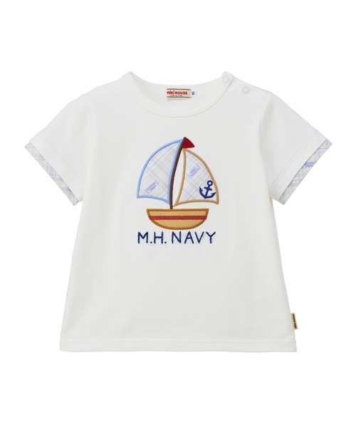 MIKI HOUSE(ミキハウス)の「ヨットモチーフ半袖Tシャツ(Tシャツ/カットソー・キッズ・ネイビー/ホワイト・80cm/130cm/120cm/100cm/110cm/90cm)」の2枚目の写真