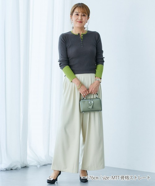 slattgir(スラットジール)の「高身長 【スラモコラボ企画】タックワイドパンツ(トールサイズ)(その他パンツ・レディース・キナリ/グレー・TLL/TL/TM/T3L)」の1枚目の写真