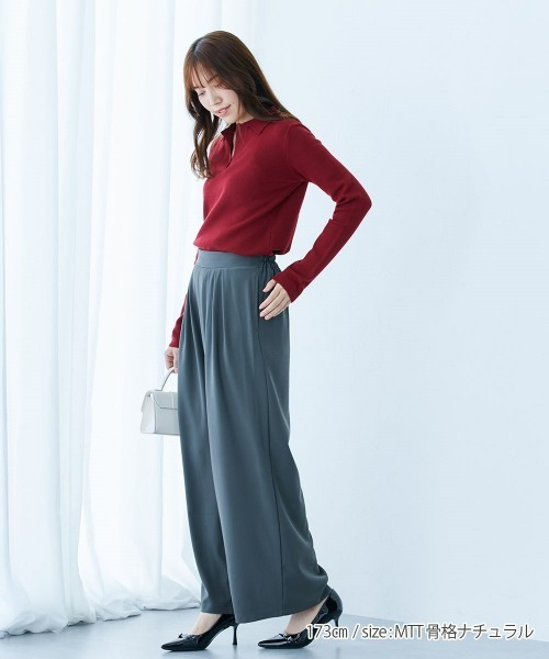 slattgir(スラットジール)の「高身長 【スラモコラボ企画】タックワイドパンツ(トールサイズ)(その他パンツ・レディース・キナリ/グレー・TLL/TL/TM/T3L)」の8枚目の写真