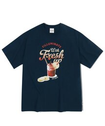 オーバーサイズピーチクラッシュTシャツ-ネイビー
