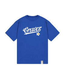 GRAVER（グレーバー）の「[UNISEX] BASEBALL LOGO FLOWER SMILE SHORT SLEEVE T-SHIRT_COBALT BLUE（Tシャツ/カットソー・メンズ）」