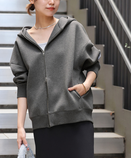 JOURNAL STANDARD relume（ジャーナルスタンダード　レリューム）の「《WEB限定追加3》フーディーブルゾン（パーカー・レディース・チャコールグレー/アイボリー/スミクロ・FREE）」の14枚目の写真