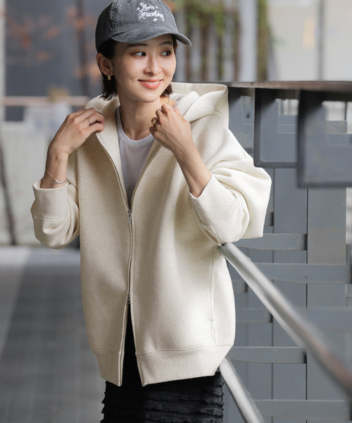 JOURNAL STANDARD relume（ジャーナルスタンダード　レリューム）の「《WEB限定追加3》フーディーブルゾン（パーカー・レディース・チャコールグレー/アイボリー/スミクロ・FREE）」の19枚目の写真