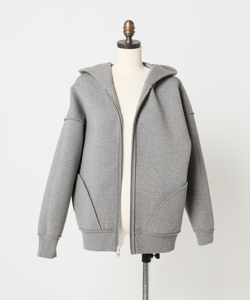 JOURNAL STANDARD relume（ジャーナルスタンダード　レリューム）の「《WEB限定追加3》フーディーブルゾン（パーカー・レディース・チャコールグレー/アイボリー/スミクロ・FREE）」の8枚目の写真