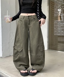 ゆったりサイズ ワイドシルエットカーゴパンツ