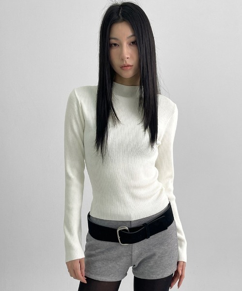 BLACKUP（ブラックアップ）の「[MADE] エルバインリブハーフネックニット（ニット/セーター・レディース・ブラック/ブラウン/アイボリー・FREE）」の4枚目の写真