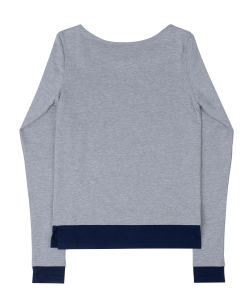 SELITIO（セレティオ）の「配色レイヤードロングスリーブTシャツグレー（Tシャツ/カットソー・レディース・グレー・SMALL/MEDIUM/LARGE）」の2枚目の写真
