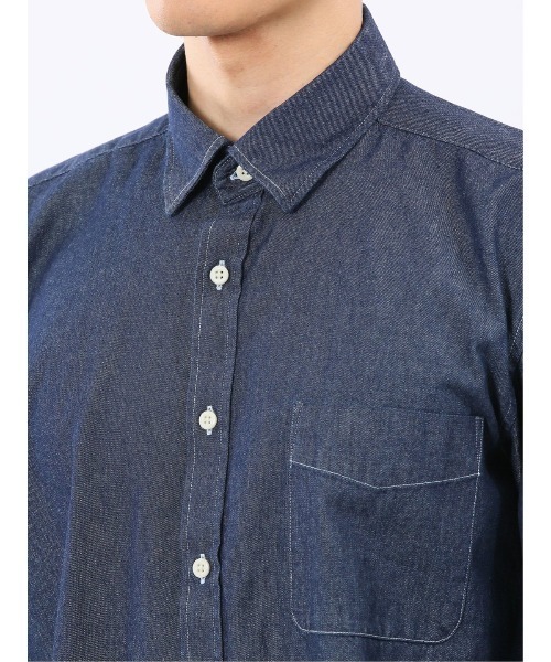 m.f.editorial（エムエフエディトリアル）の「【綿100% デニム】カンタベリーウッド/CANTERBURY WOOD レギュラーカラー長袖シャツ（シャツ/ブラウス・メンズ・ネイビー/ブルー・LARGE/X-LARGE/MEDIUM）」の21枚目の写真