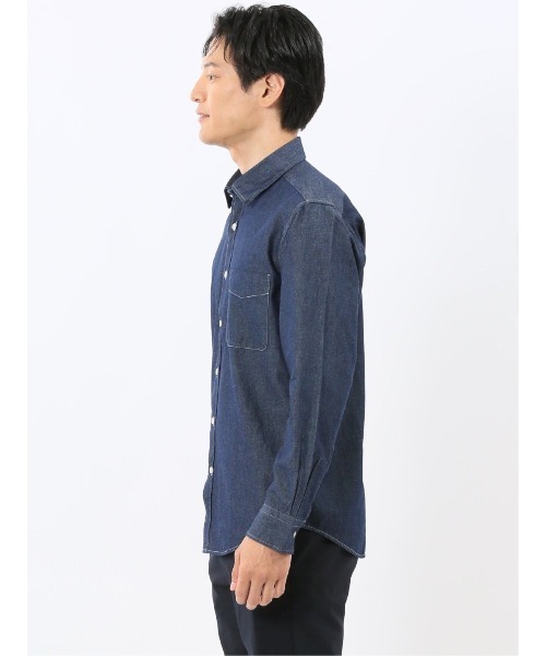 m.f.editorial（エムエフエディトリアル）の「【綿100% デニム】カンタベリーウッド/CANTERBURY WOOD レギュラーカラー長袖シャツ（シャツ/ブラウス・メンズ・ネイビー/ブルー・LARGE/X-LARGE/MEDIUM）」の18枚目の写真