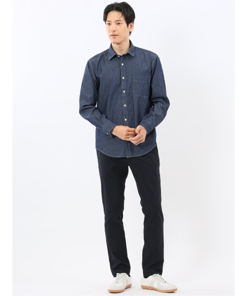 m.f.editorial（エムエフエディトリアル）の「【綿100% デニム】カンタベリーウッド/CANTERBURY WOOD レギュラーカラー長袖シャツ（シャツ/ブラウス・メンズ・ネイビー/ブルー・LARGE/X-LARGE/MEDIUM）」の15枚目の写真