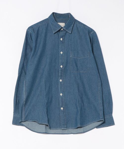 m.f.editorial（エムエフエディトリアル）の「【綿100% デニム】カンタベリーウッド/CANTERBURY WOOD レギュラーカラー長袖シャツ（シャツ/ブラウス・メンズ・ネイビー/ブルー・LARGE/X-LARGE/MEDIUM）」の14枚目の写真