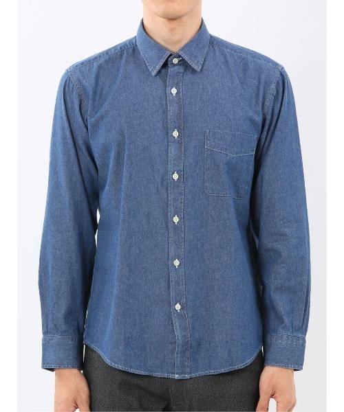 m.f.editorial（エムエフエディトリアル）の「【綿100% デニム】カンタベリーウッド/CANTERBURY WOOD レギュラーカラー長袖シャツ（シャツ/ブラウス・メンズ・ネイビー/ブルー・LARGE/X-LARGE/MEDIUM）」の13枚目の写真