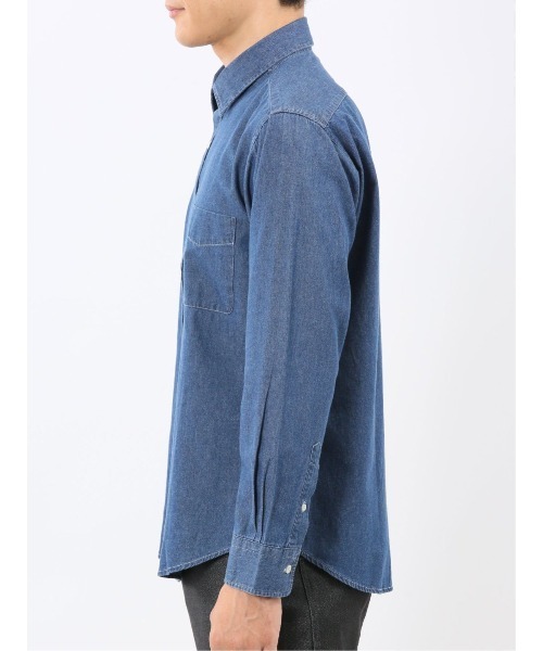 m.f.editorial（エムエフエディトリアル）の「【綿100% デニム】カンタベリーウッド/CANTERBURY WOOD レギュラーカラー長袖シャツ（シャツ/ブラウス・メンズ・ネイビー/ブルー・LARGE/X-LARGE/MEDIUM）」の12枚目の写真